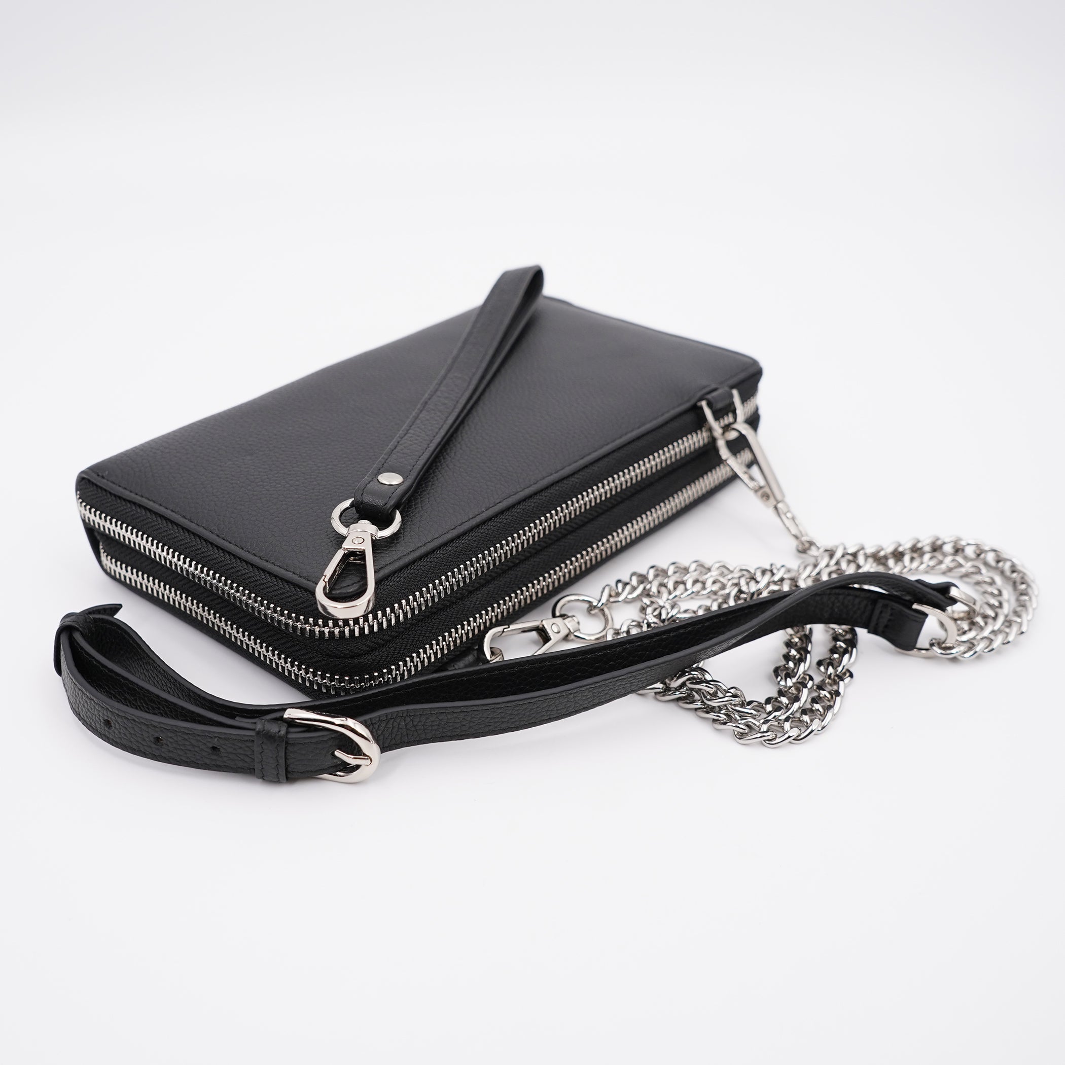 Small Wallet Double Zipper, Cow Leather Storage Bag