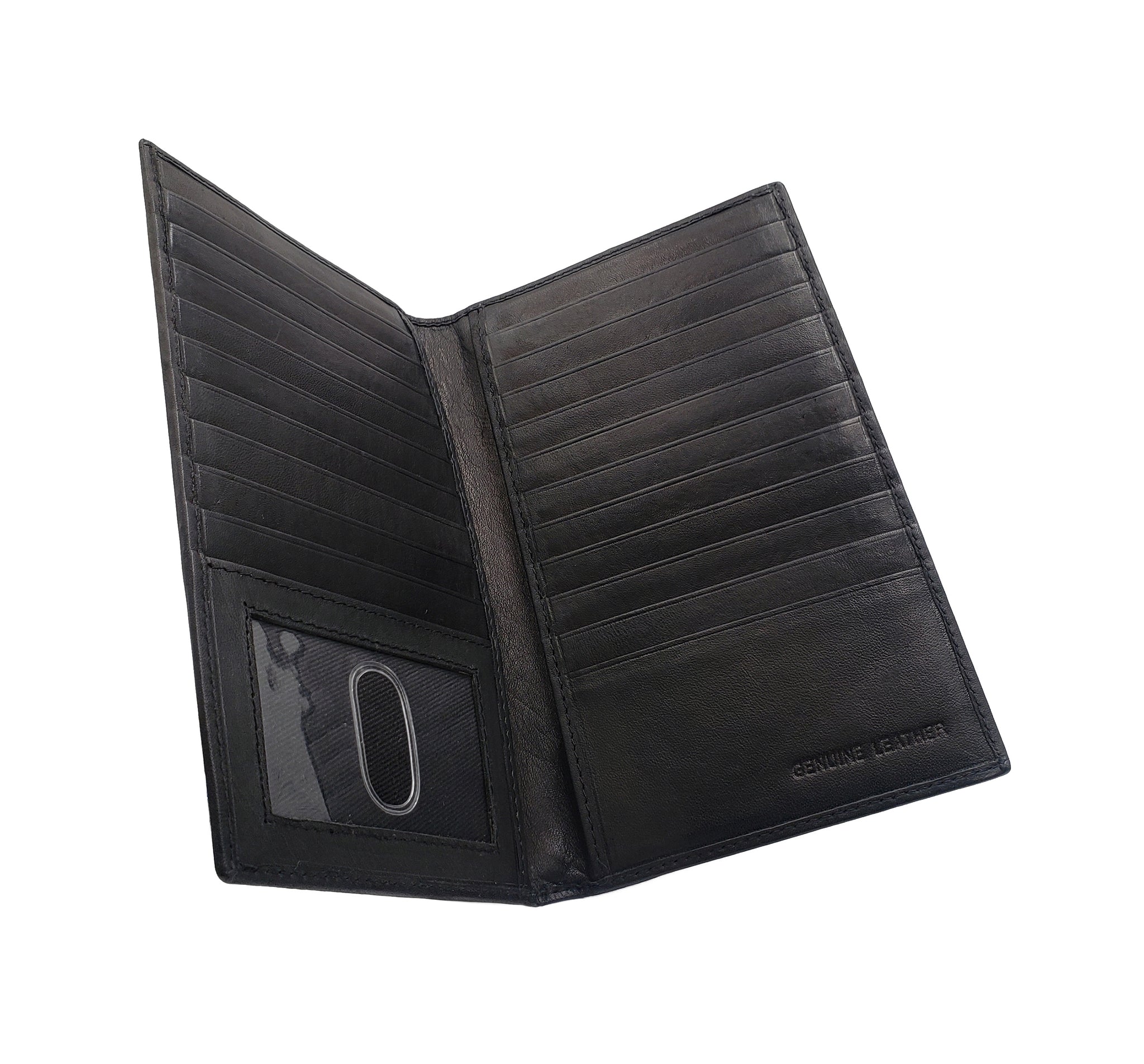 Ag Wallets Napa Leather Credit Card Organizer, RFID Long Wallet, 20 Card Holder, Black