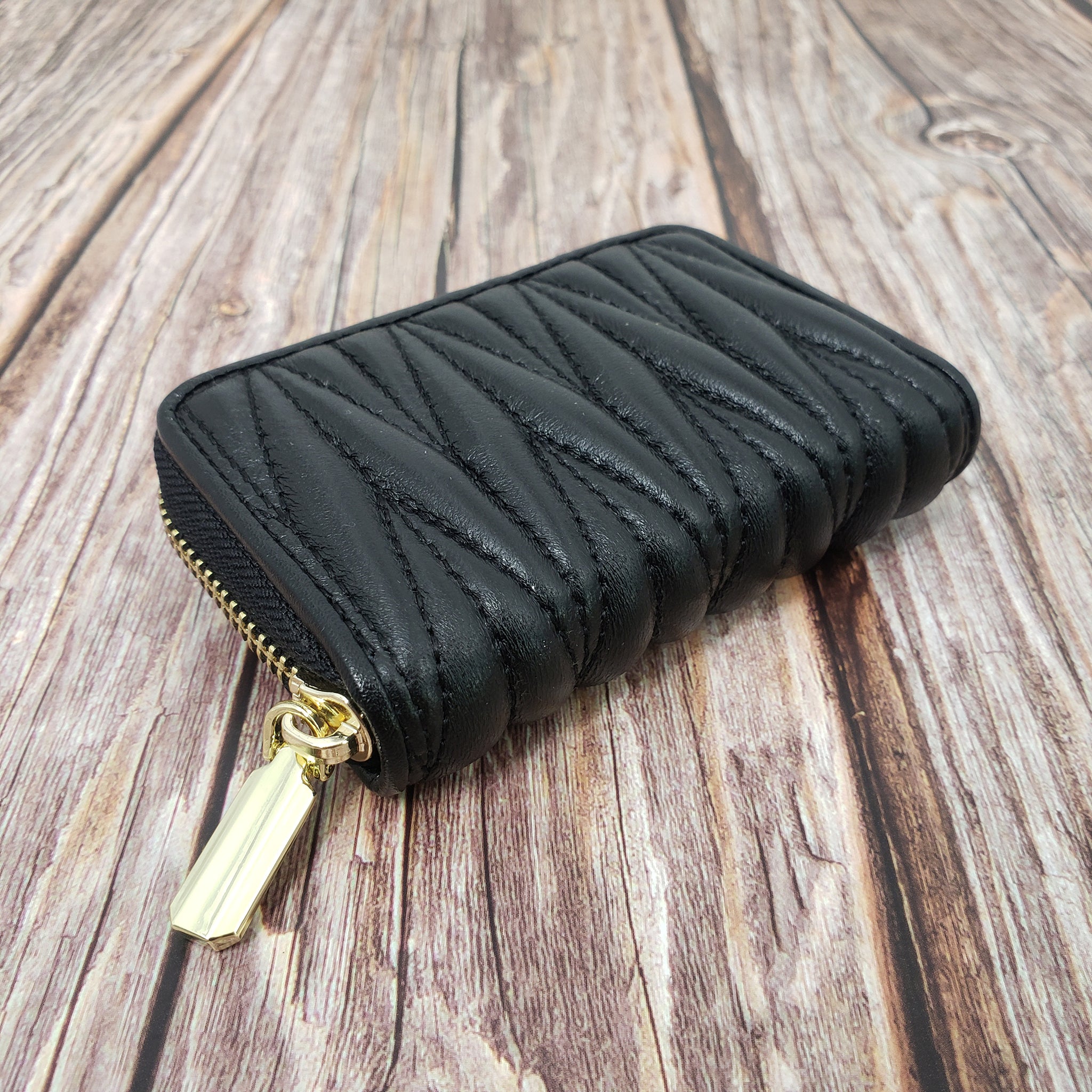 AG Wallets Unisex Small Cow Leather RFID Double Zipper Credit 